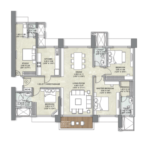 3+1 BHK Wing A
